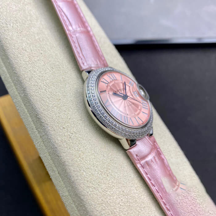 BALLON BLEU DE  33MM V6 FACTORY PINK LEATHER STRAP