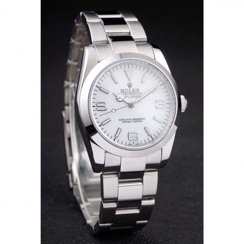 Rolex Explorer Polished Stainless 98086 Steel White Dial Men 37MM